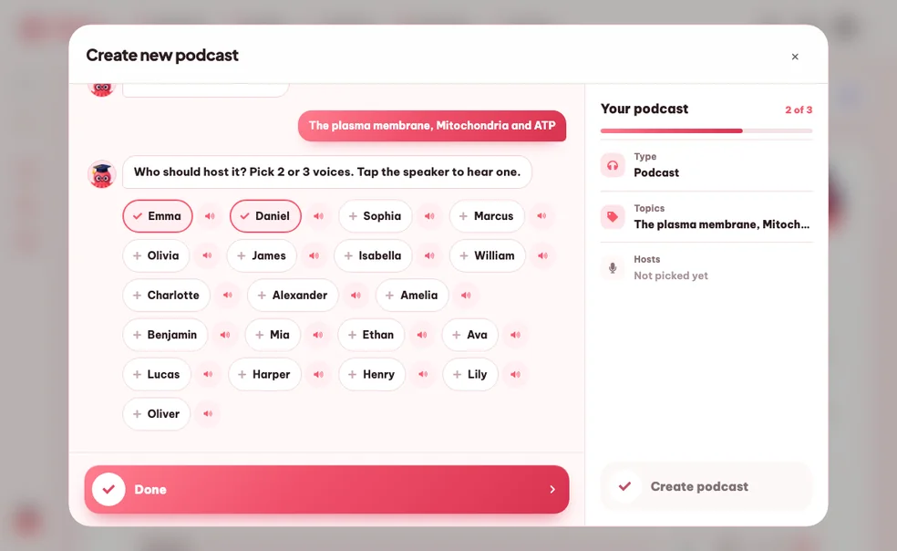 Pick the format and voices