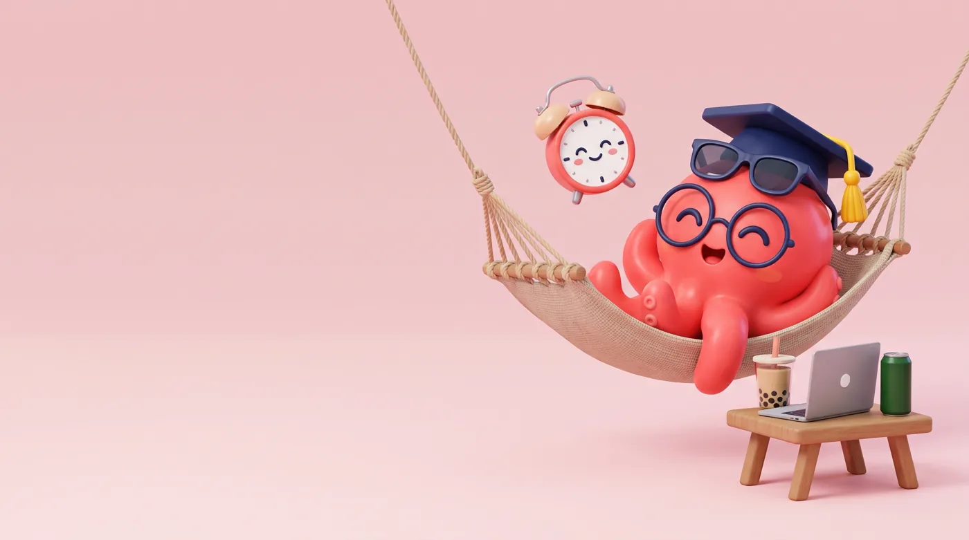 Loo the Octopus celebrating saved time